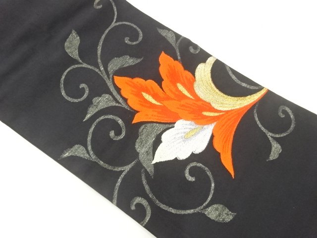 JAPANESE KIMONO / NAGOYA OBI / WOVEN FLORAL ARABESQUE